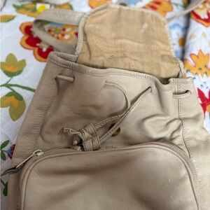 Beige Leather Backpack